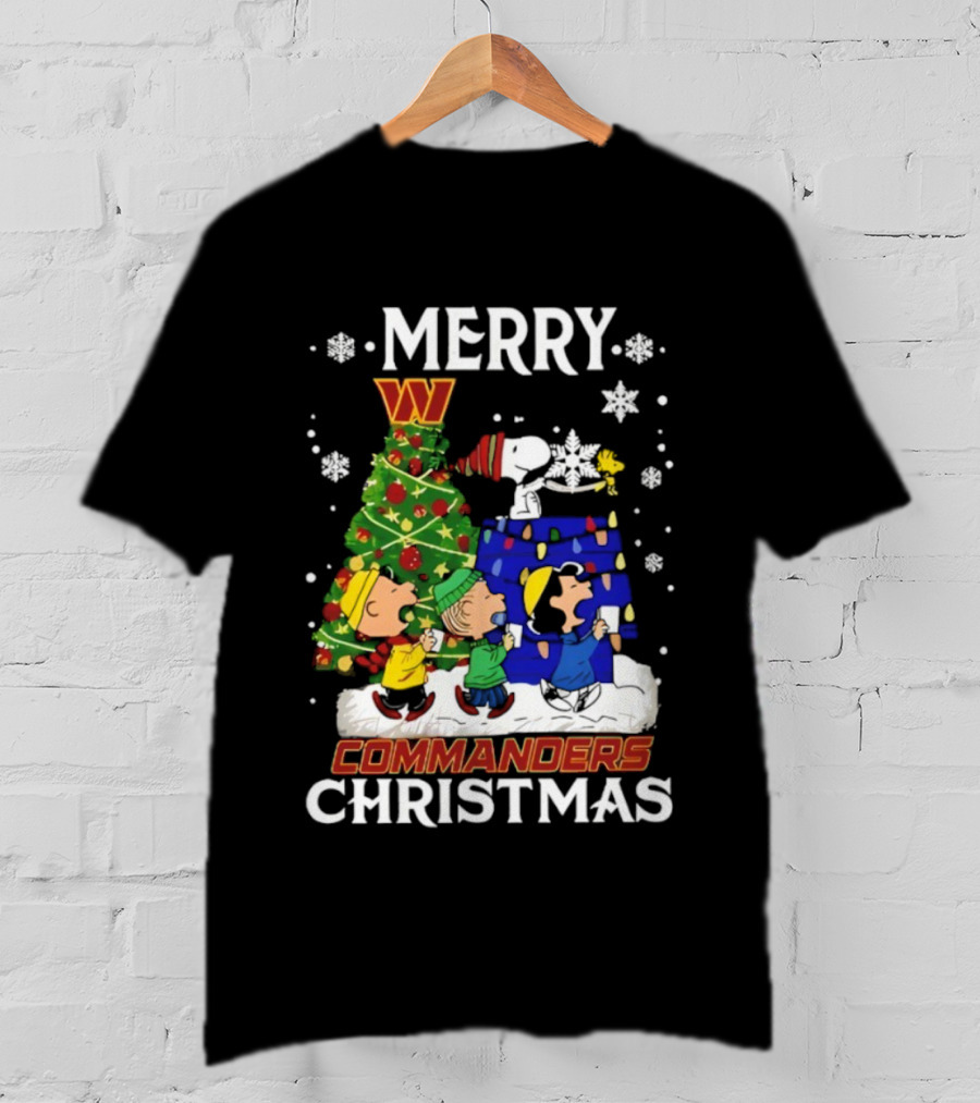 Merry Snoopy And Friends Washington Commanders Christmas NFL T-Shirt