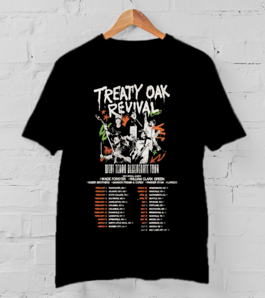 Treaty Oak Revival 2026 West Texas Degenerate Tour Dates And Locations T-Shirt