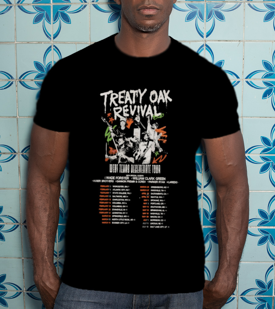 Treaty Oak Revival 2026 West Texas Degenerate Tour Dates And Locations T-Shirt