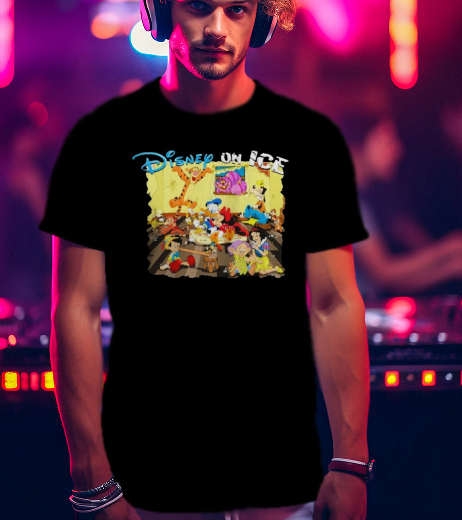 Disney On Ice Characters Tigger Mickey Donald Goofy Pinocchio Cheshire Snow White T-Shirt