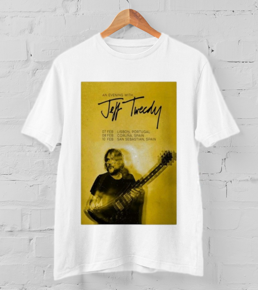 An Evening With Jeff Tweedy Lisbon Coruña San Sebastian 2026 Tour Dates Guitar T-Shirt