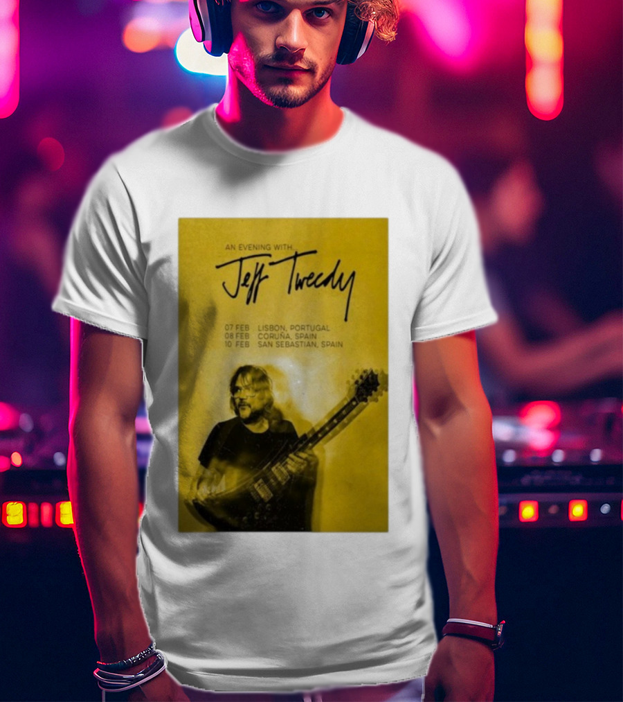 An Evening With Jeff Tweedy Lisbon Coruña San Sebastian 2026 Tour Dates Guitar T-Shirt