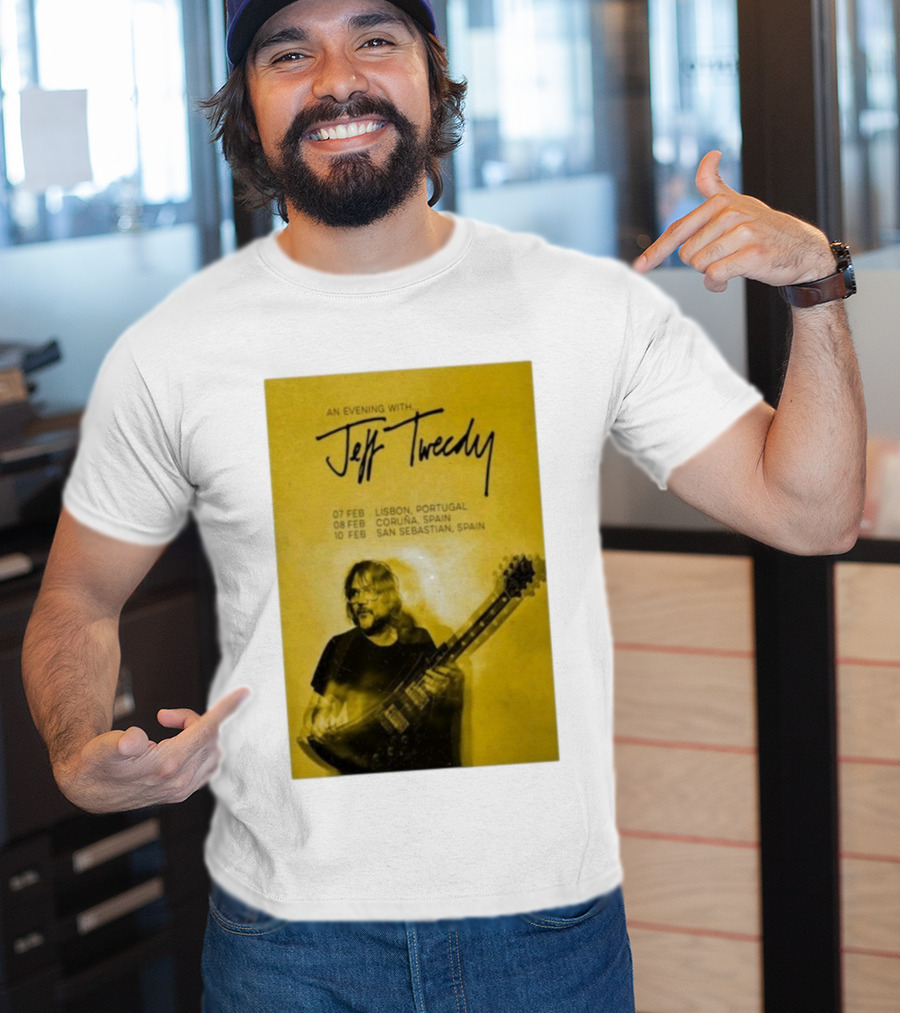 An Evening With Jeff Tweedy Lisbon Coruña San Sebastian 2026 Tour Dates Guitar T-Shirt