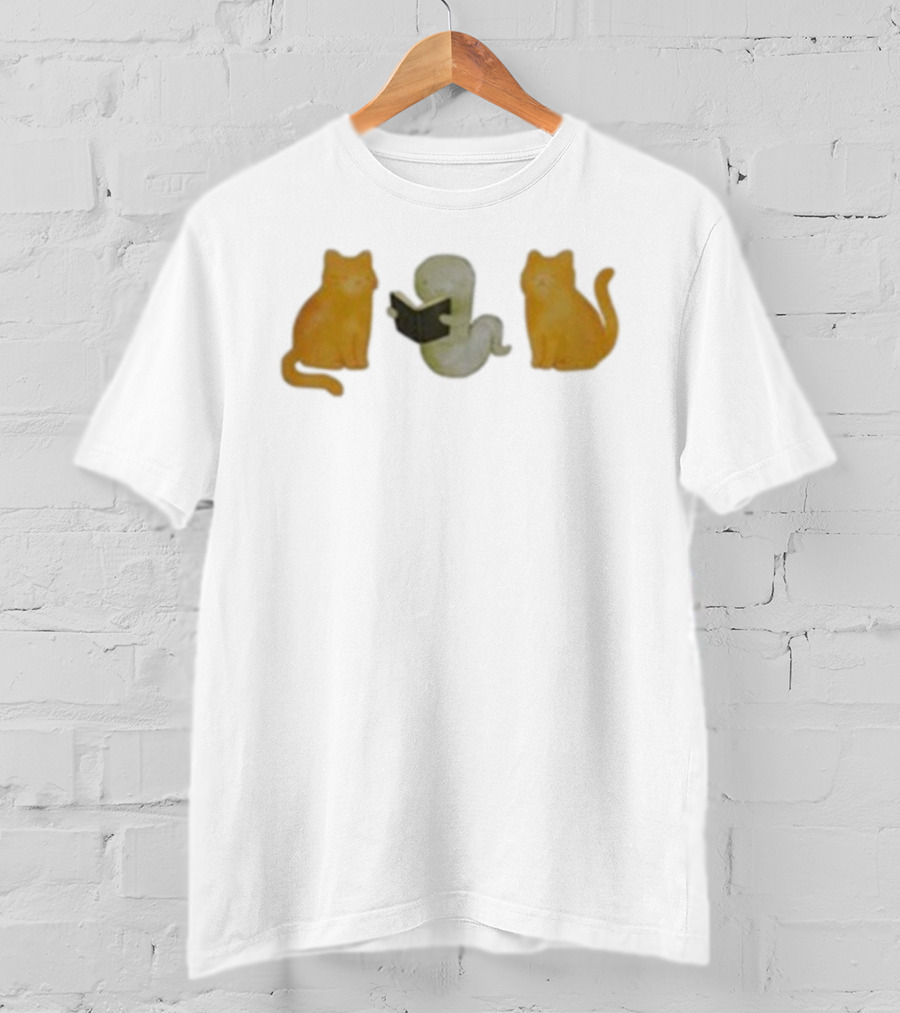 Lilsimsie Bookworm Reading Ghost With Cats T-Shirt