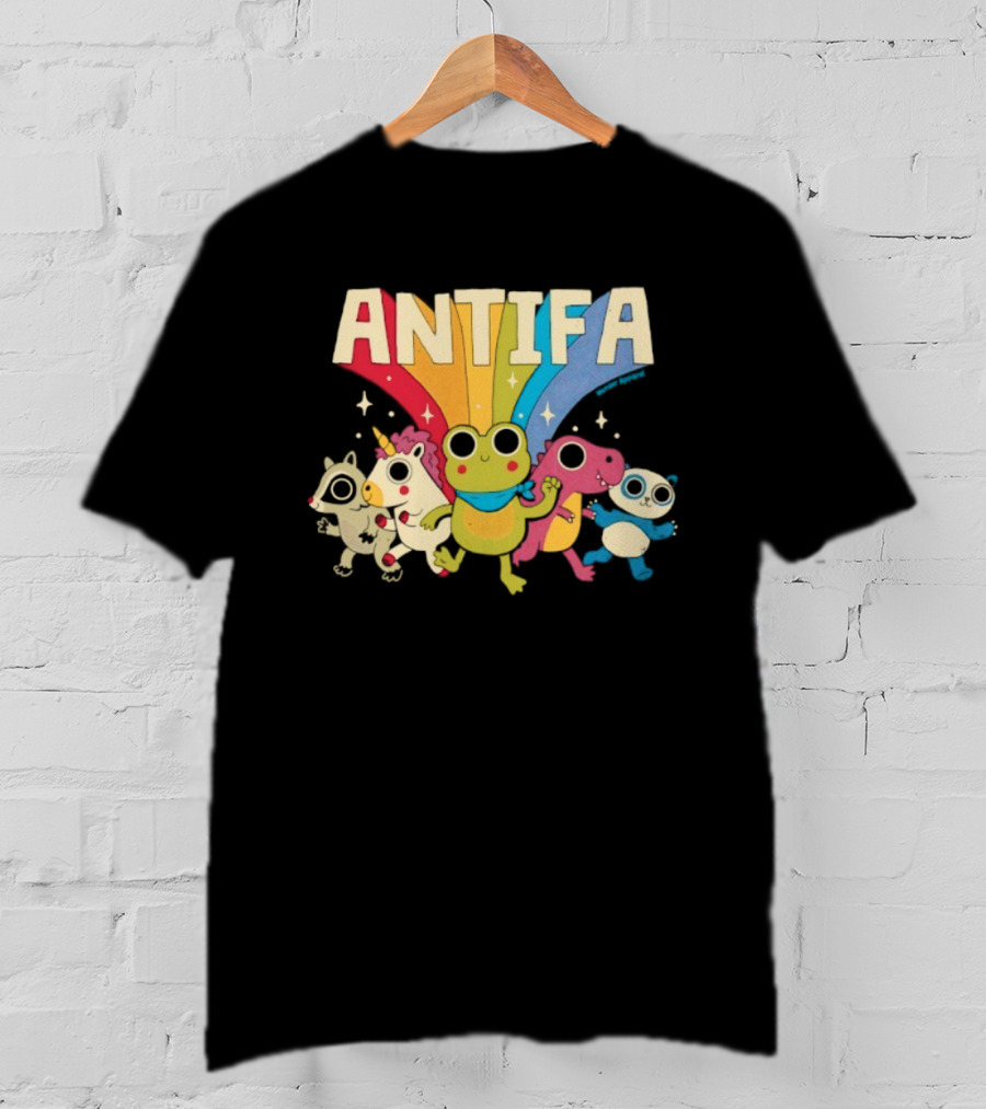 Antifa Frog Unicorn Panda Cute Animal Friends Rainbow T-Shirt