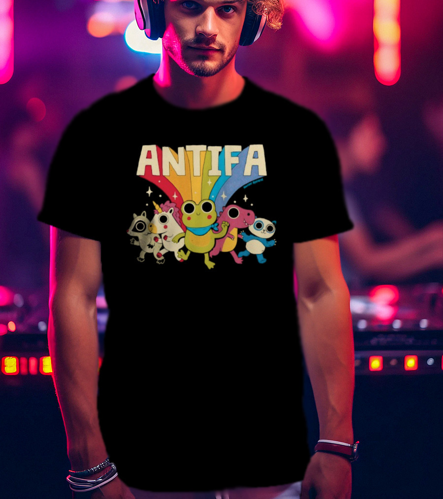 Antifa Frog Unicorn Panda Cute Animal Friends Rainbow T-Shirt