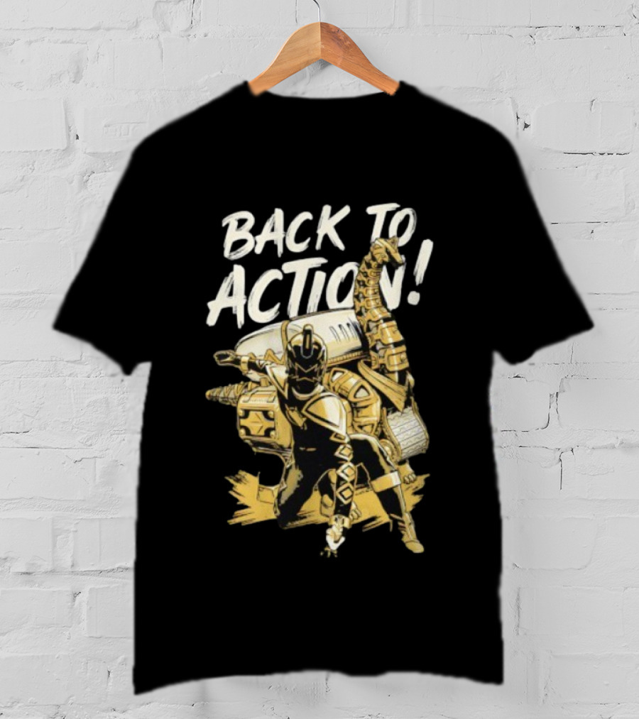 Back To Action Power Rangers Dino Thunder Black Ranger With Brachiozord T-Shirt