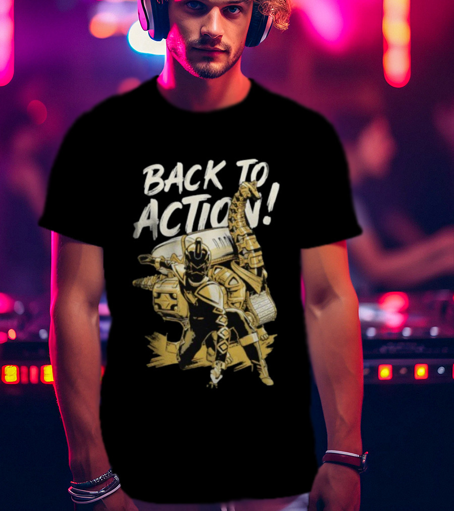 Back To Action Power Rangers Dino Thunder Black Ranger With Brachiozord T-Shirt