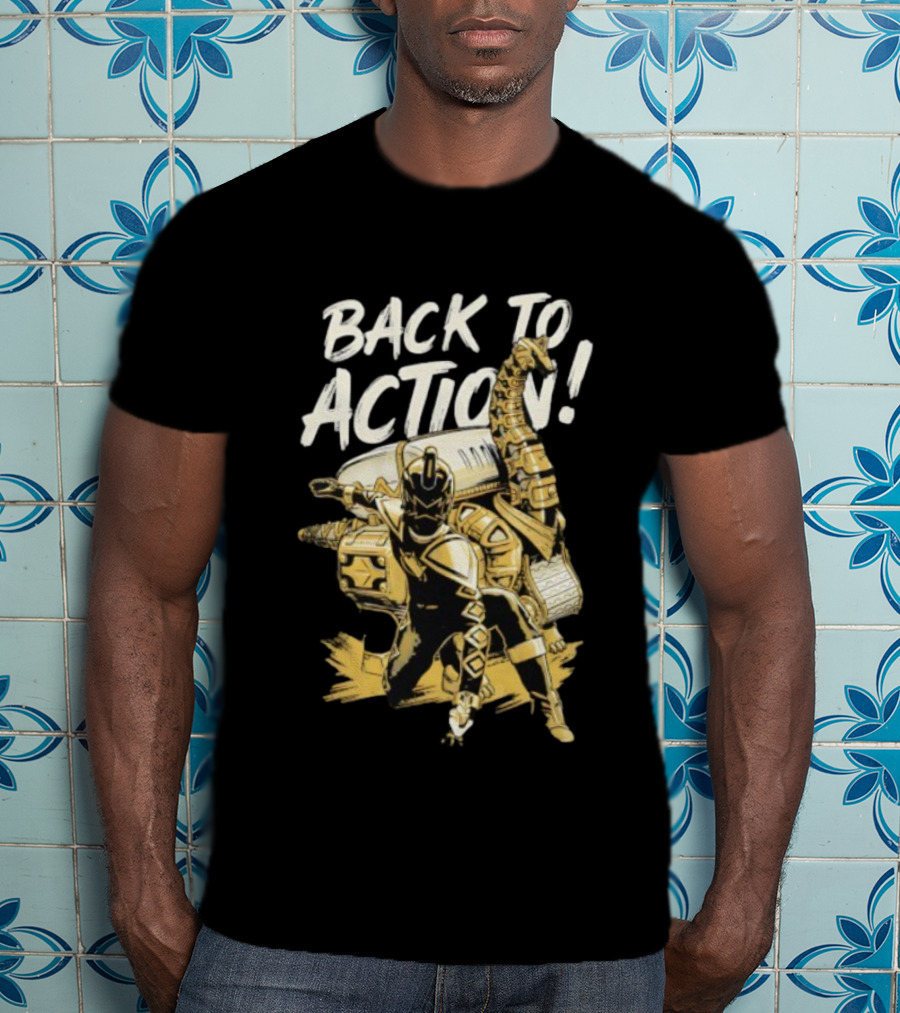 Back To Action Power Rangers Dino Thunder Black Ranger With Brachiozord T-Shirt