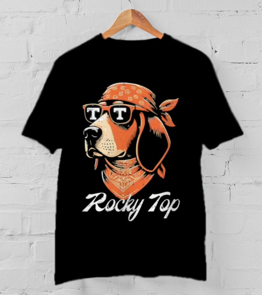 Rocky Top Vols Dog Wearing Sunglasses Tennessee Football T-Shirt