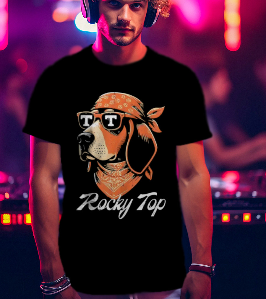 Rocky Top Vols Dog Wearing Sunglasses Tennessee Football T-Shirt