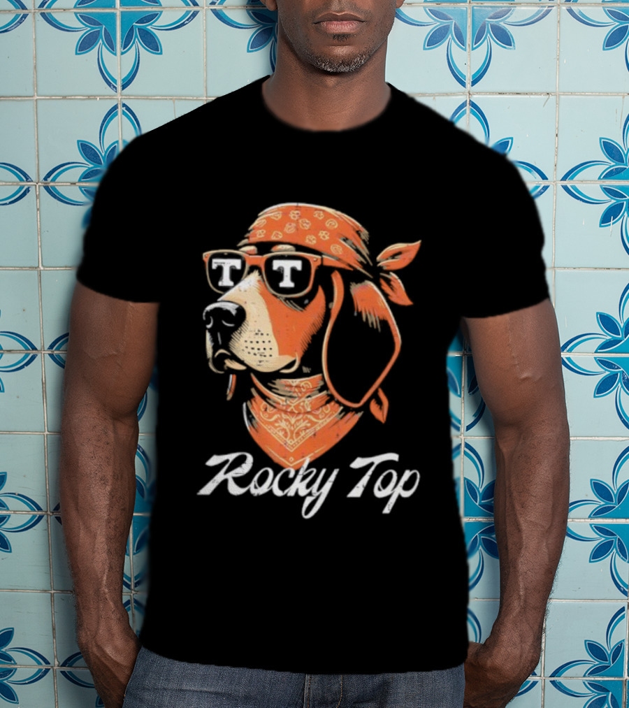 Rocky Top Vols Dog Wearing Sunglasses Tennessee Football T-Shirt