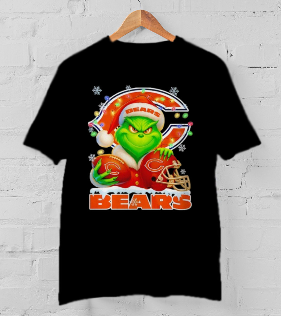 Grinch Bears Christmas Football Helmet Chicago T-Shirt