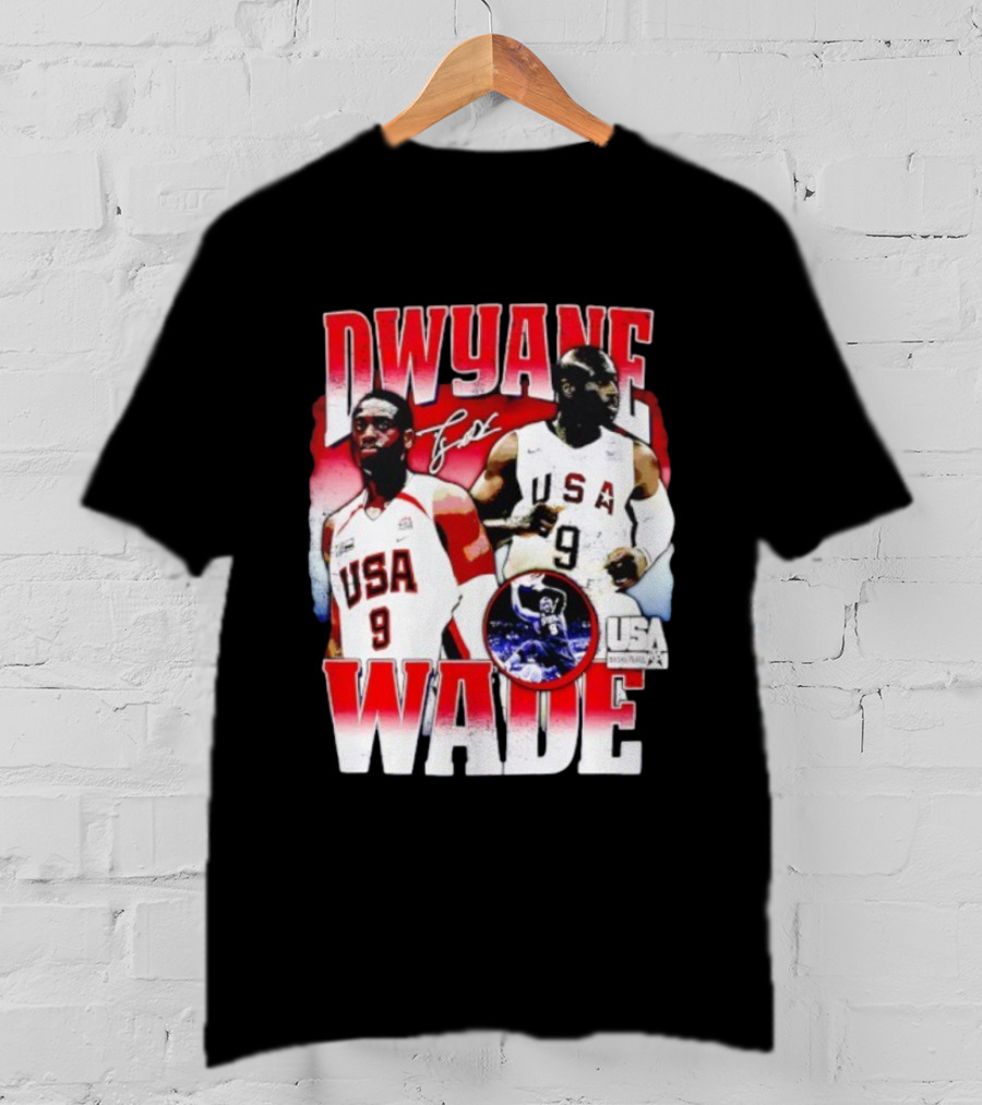 Dwyane Wade USA Basketball Signature Vintage 9 Retro Team USA T-Shirt