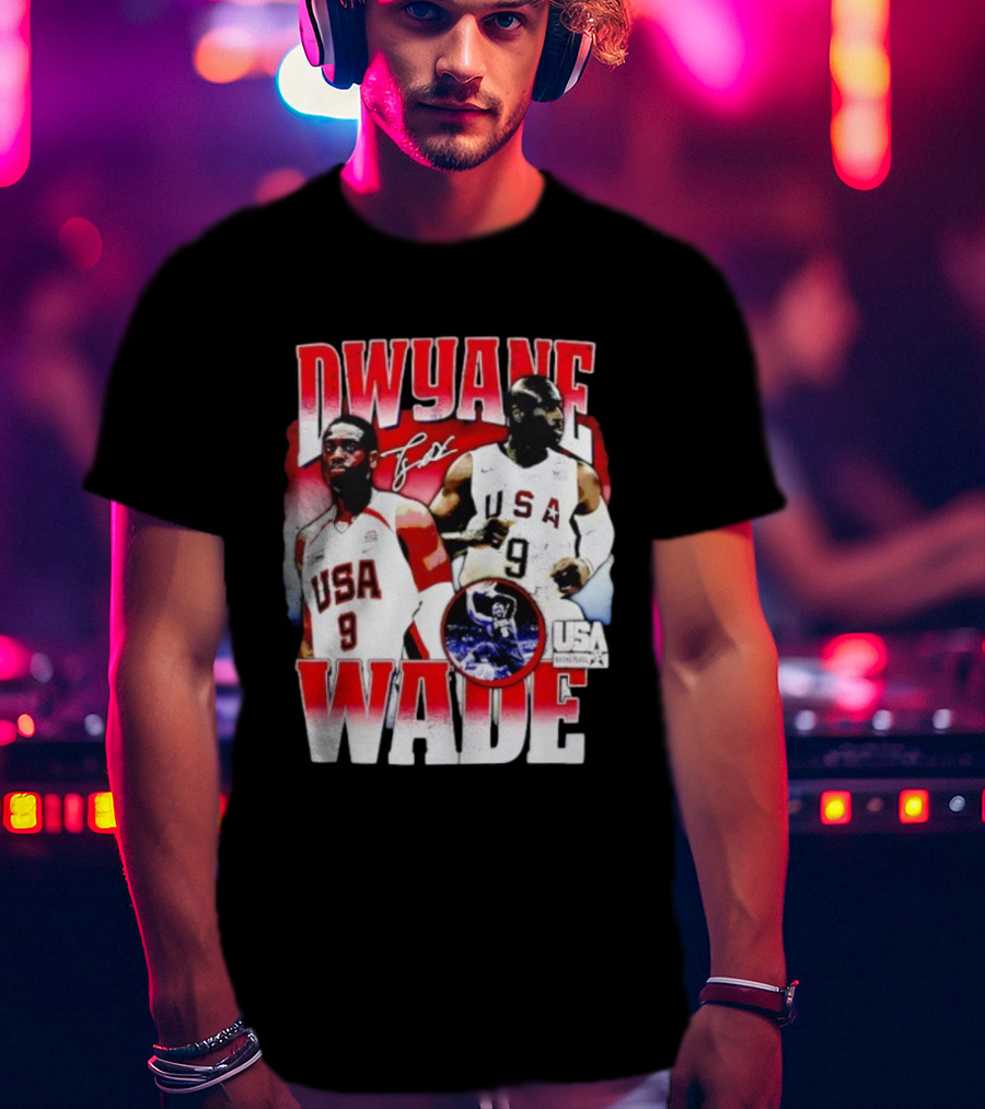 Dwyane Wade USA Basketball Signature Vintage 9 Retro Team USA T-Shirt