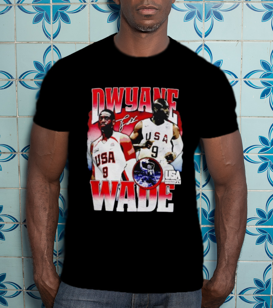 Dwyane Wade USA Basketball Signature Vintage 9 Retro Team USA T-Shirt