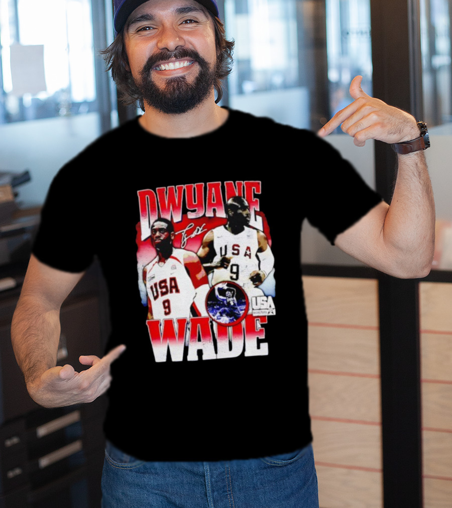 Dwyane Wade USA Basketball Signature Vintage 9 Retro Team USA T-Shirt