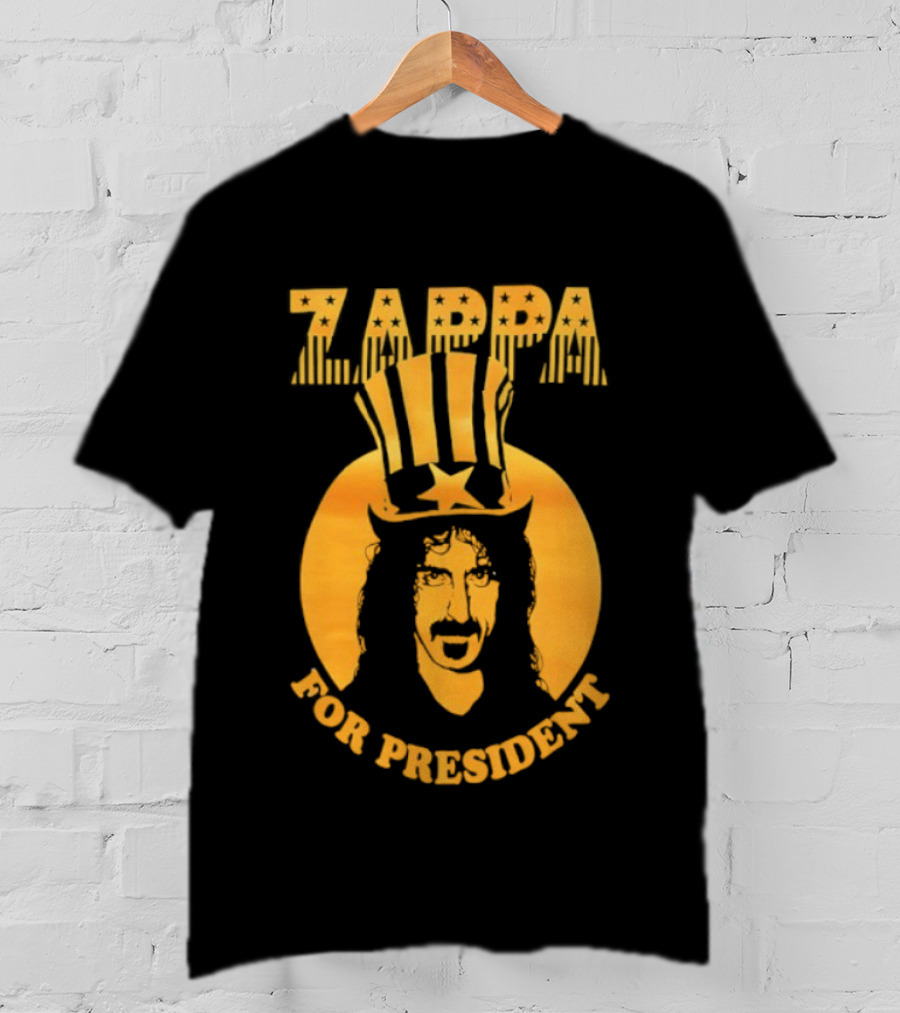 Zappa For President Iconic Yellow Portrait With Star Crown T-Shirt