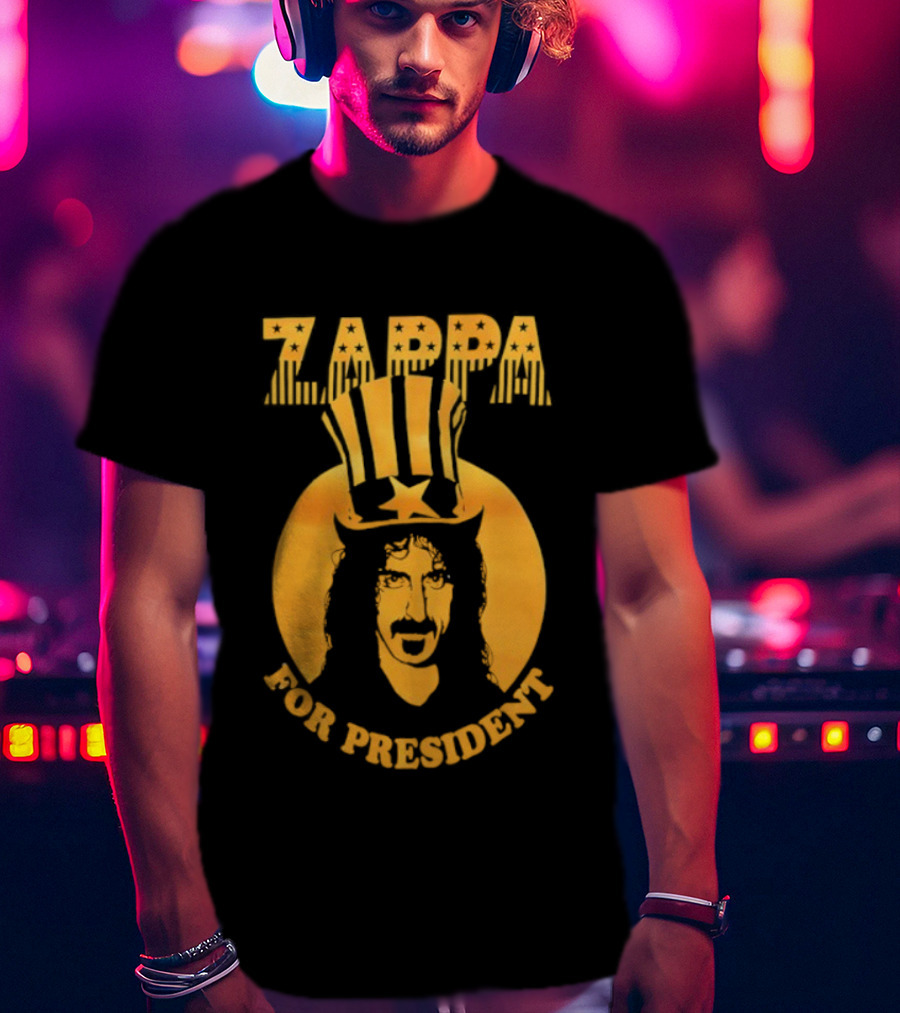 Zappa For President Iconic Yellow Portrait With Star Crown T-Shirt
