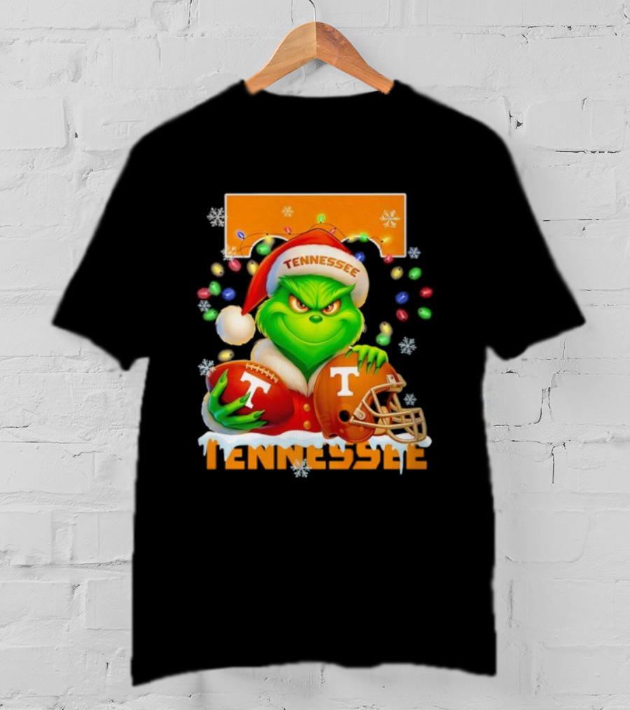 Grinch Tennessee Volunteers Helmet Football Merry Christmas T-Shirt