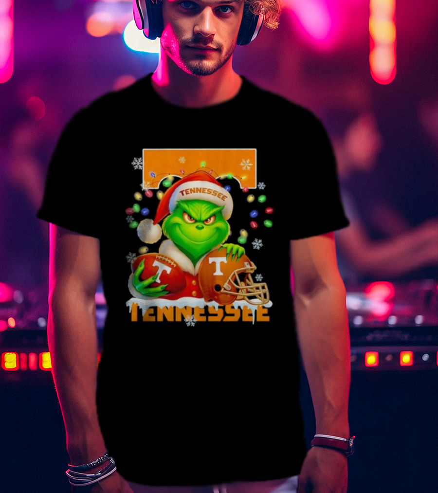 Grinch Tennessee Volunteers Helmet Football Merry Christmas T-Shirt