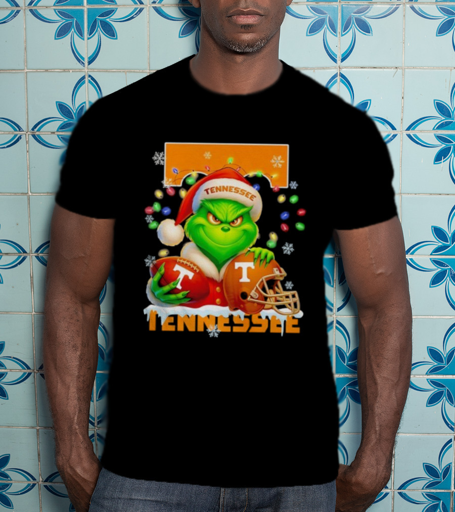 Grinch Tennessee Volunteers Helmet Football Merry Christmas T-Shirt