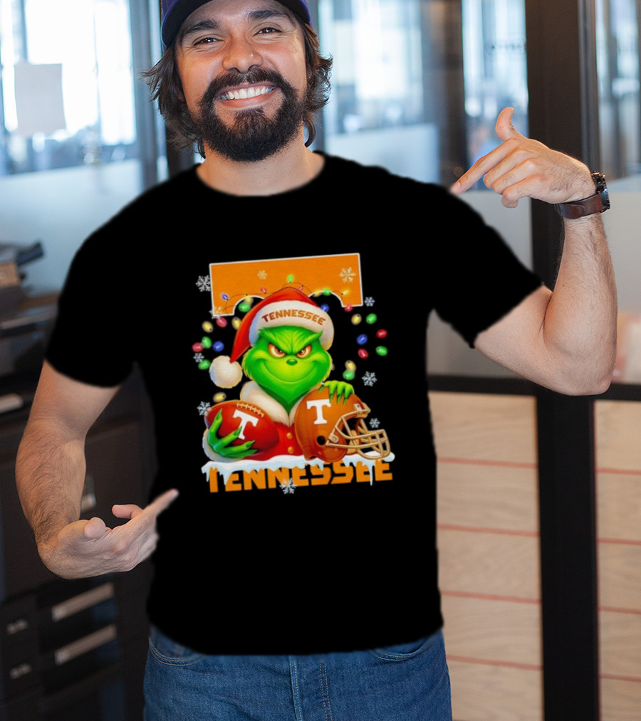Grinch Tennessee Volunteers Helmet Football Merry Christmas T-Shirt