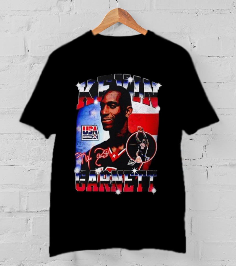 Kevin Garnett USA Basketball Signature Vintage Player Collage T-Shirt