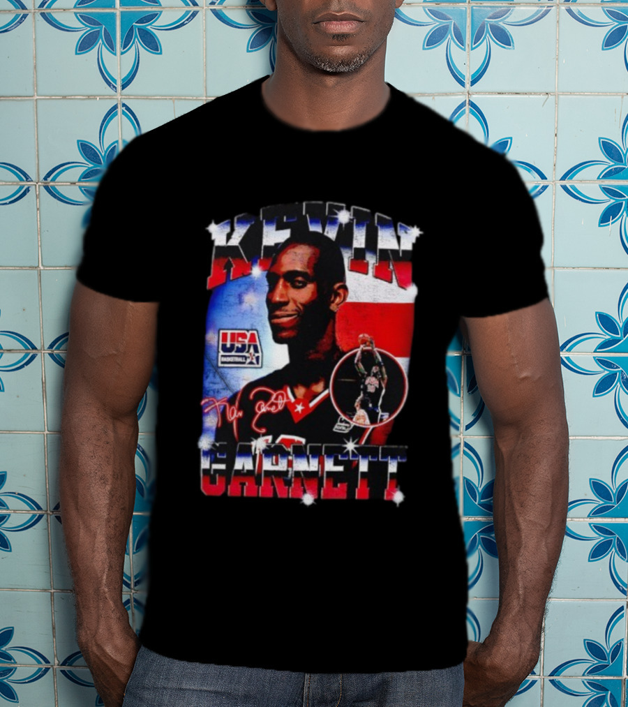 Kevin Garnett USA Basketball Signature Vintage Player Collage T-Shirt