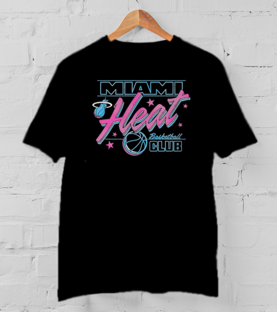 Miami Heat Basketball Club Retro Neon Style T-Shirt
