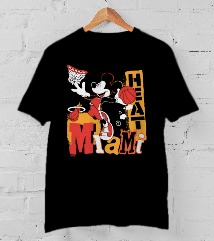 Mickey Mouse Miami Heat Basketball Collaboration T-Shirt