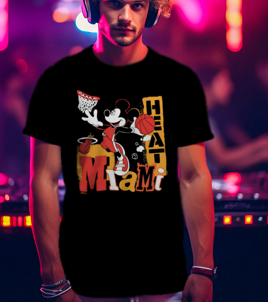 Mickey Mouse Miami Heat Basketball Collaboration T-Shirt