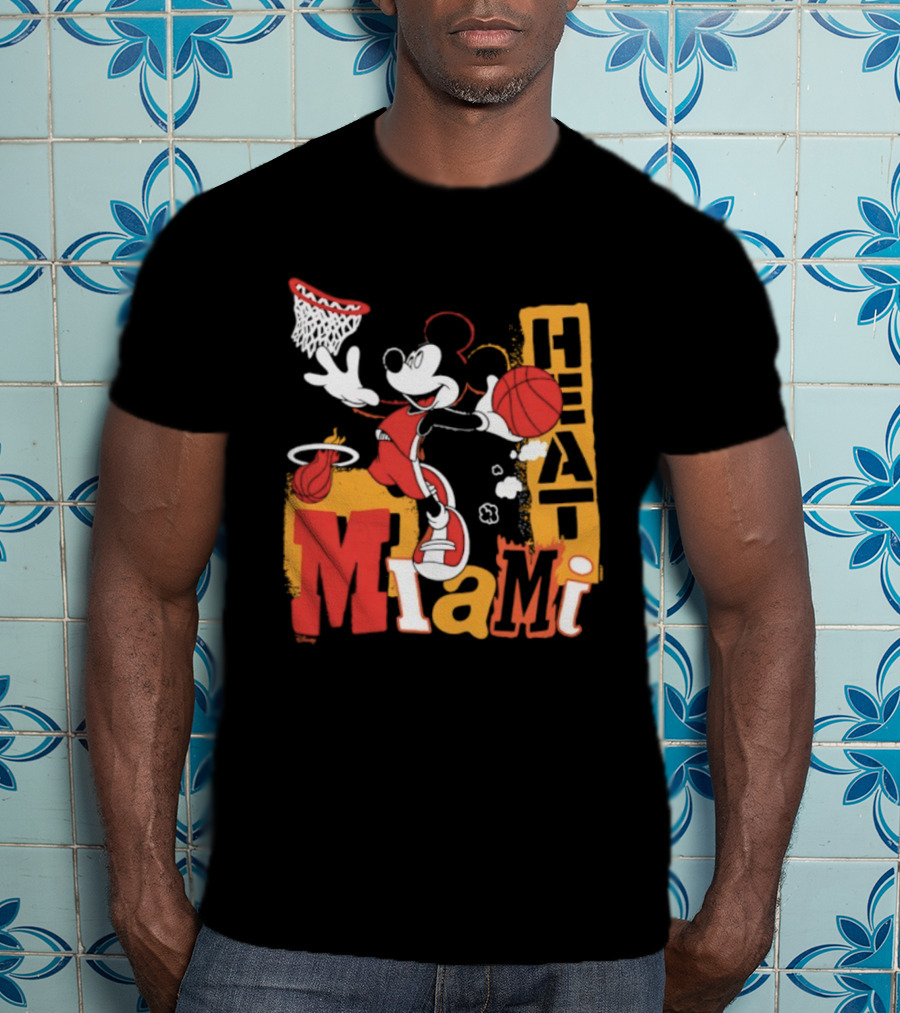 Mickey Mouse Miami Heat Basketball Collaboration T-Shirt