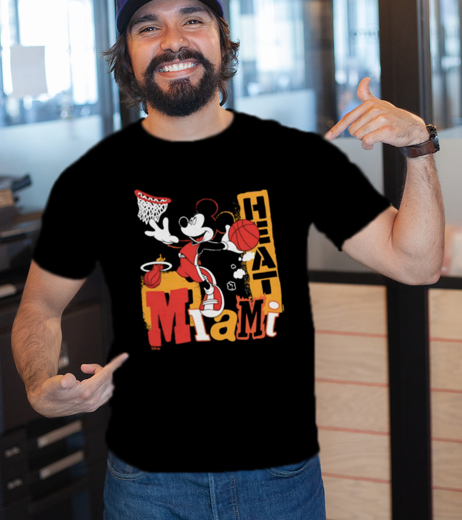 Mickey Mouse Miami Heat Basketball Collaboration T-Shirt
