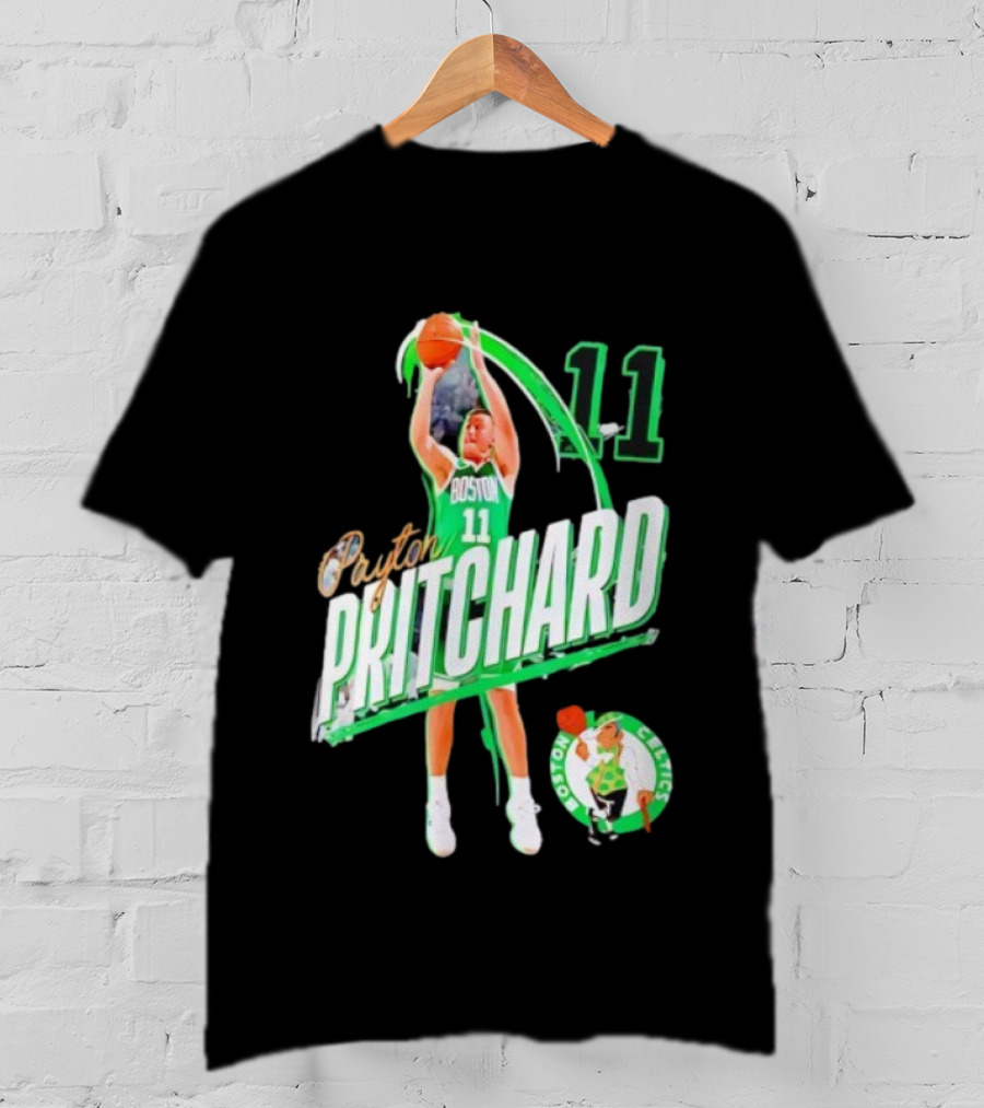 Boston Celtics Payton Pritchard 11 Basketball Player Action T-Shirt