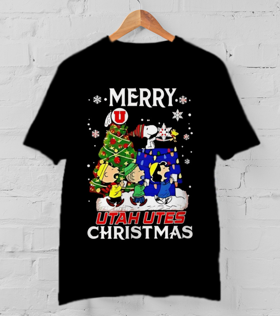 Merry Christmas Snoopy And Friends Utah Utes T-Shirt