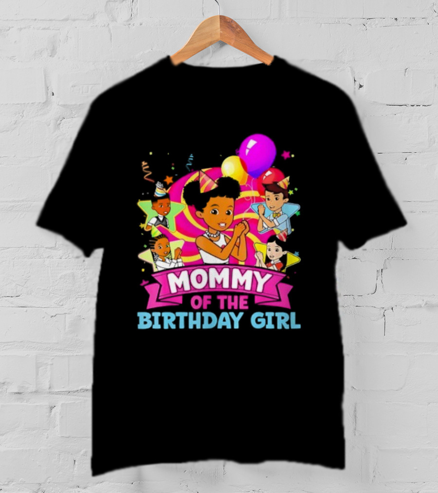 Mommy Of The Birthday Girl Pink Balloons Celebration Family Party T-Shirt