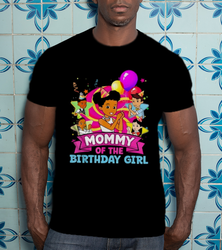 Mommy Of The Birthday Girl Pink Balloons Celebration Family Party T-Shirt