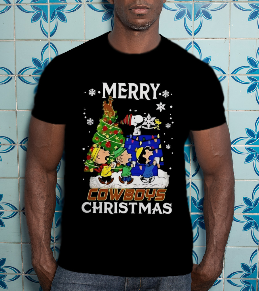 Merry Snoopy And Friends Cowboys Christmas Tree Celebration T-Shirt