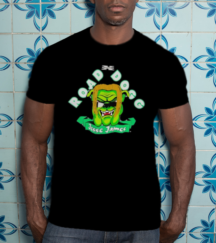Road Dogg Jesse James 1998 WWF D-Generation X Neon Monster Face T-Shirt
