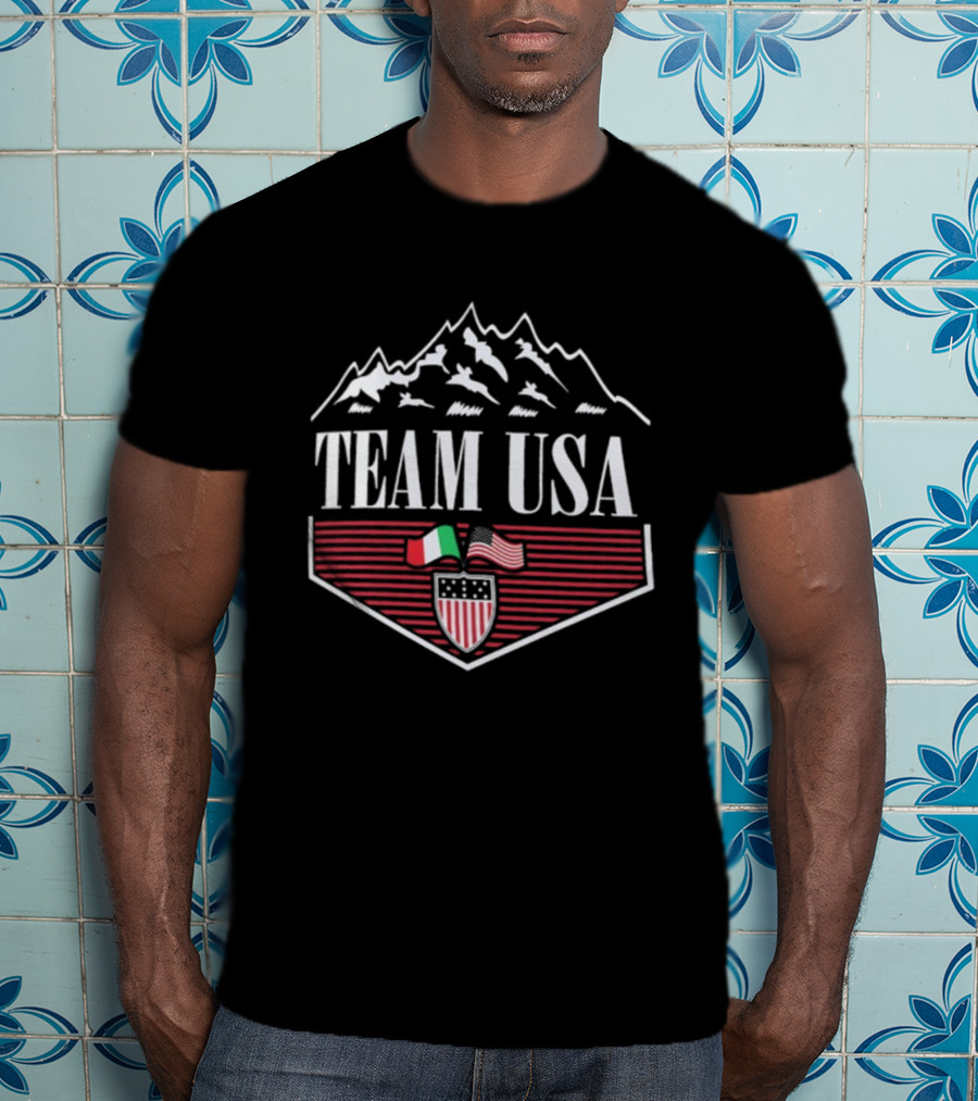 Team USA Winter Olympics 2026 Diamond Peaks Flag Emblem T-Shirt