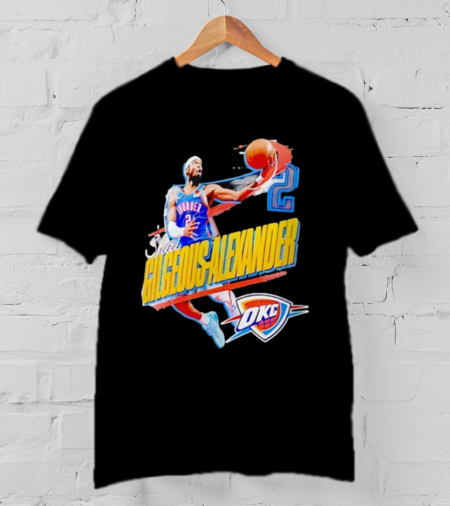 Shai Gilgeous-Alexander Oklahoma City Thunder 2025 Basketball Action OKC T-Shirt