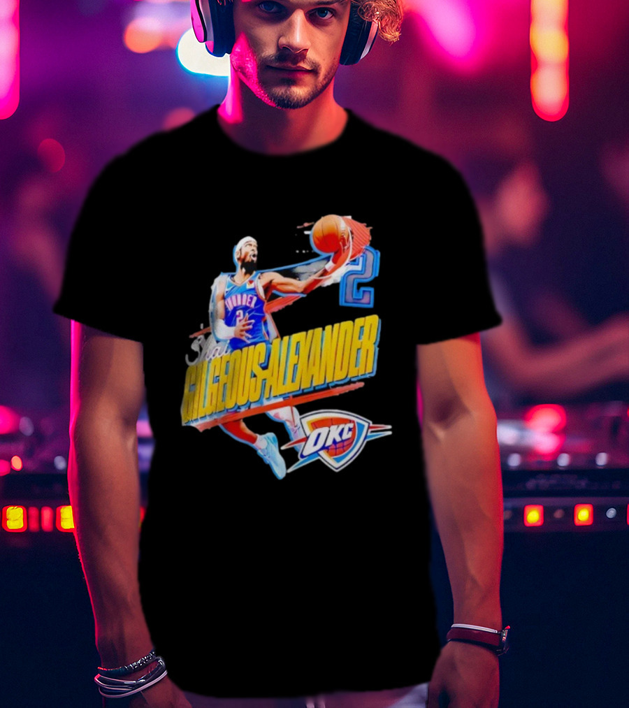 Shai Gilgeous-Alexander Oklahoma City Thunder 2025 Basketball Action OKC T-Shirt