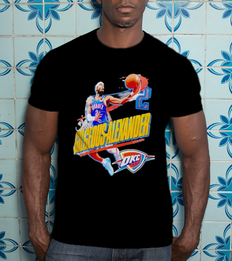 Shai Gilgeous-Alexander Oklahoma City Thunder 2025 Basketball Action OKC T-Shirt