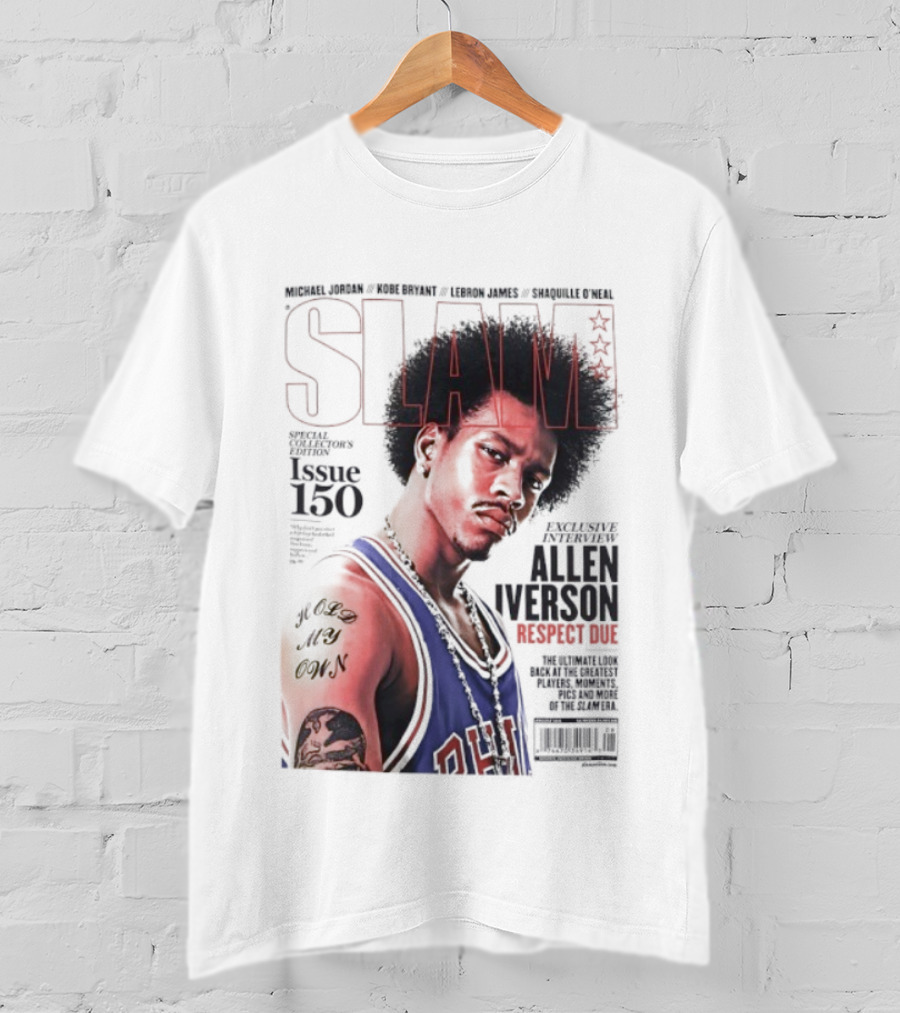 SLAM Magazine Allen Iverson Philadelphia 76ers Respect Due Issue 150 Retro Basketball Legend T-Shirt