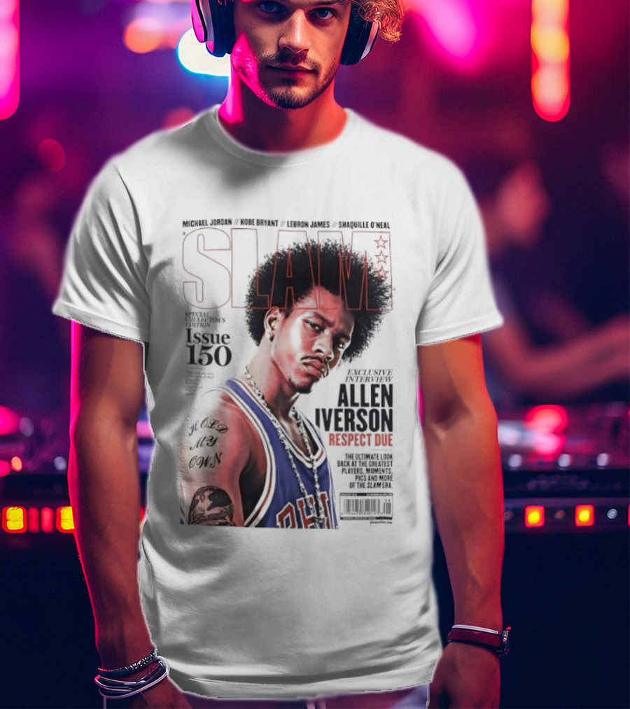 SLAM Magazine Allen Iverson Philadelphia 76ers Respect Due Issue 150 Retro Basketball Legend T-Shirt