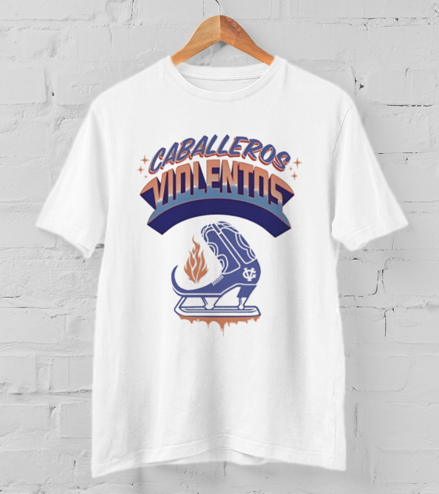Caballeros Violentos Violent Gentlemen Flaming Hockey Skate T-Shirt