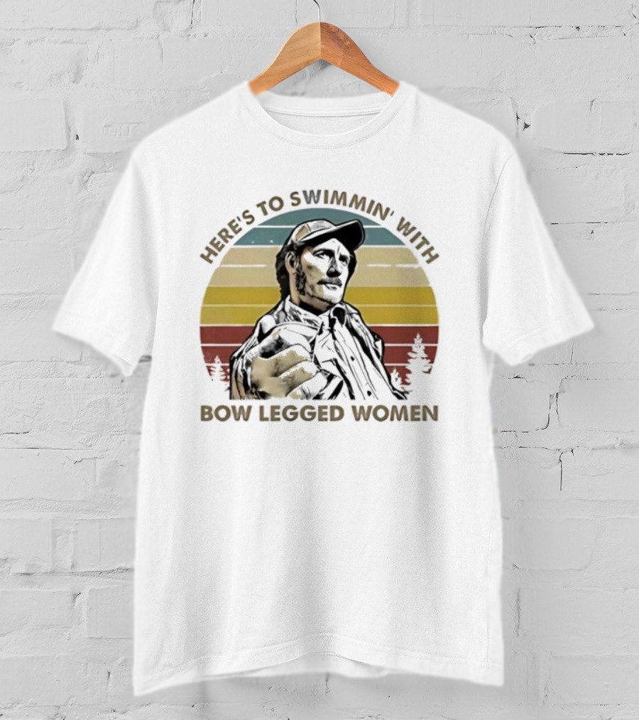 Quint Here’s To Swimmin’ With Bow Legged Women Retro Vintage Jaws T-Shirt