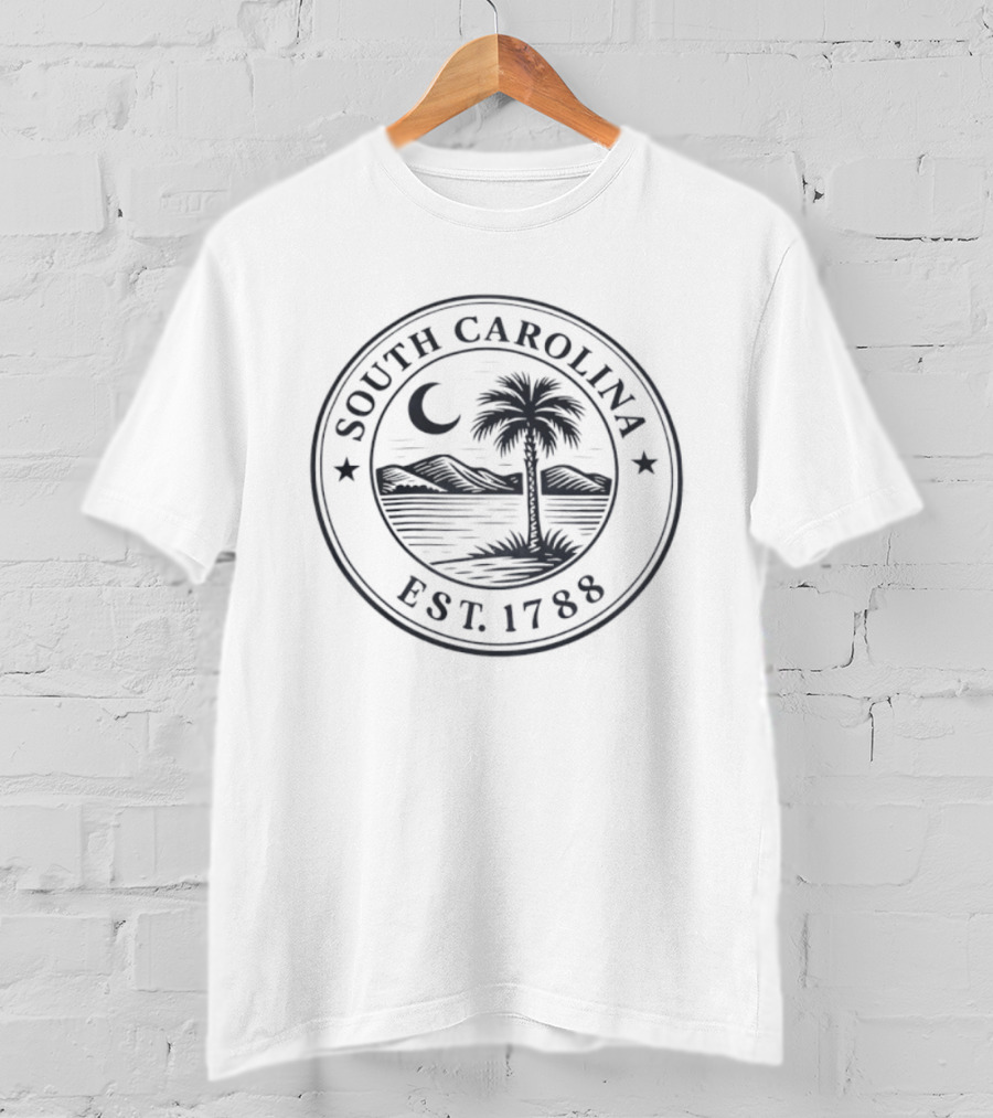 South Carolina Palmetto Crescent Mountain Seal EST 1788 T-Shirt