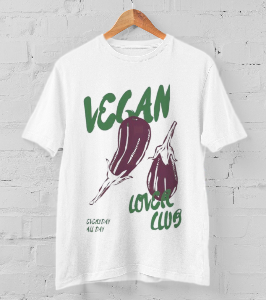 Vegan Love Club Everyday All Day Eggplant Illustration T-Shirt